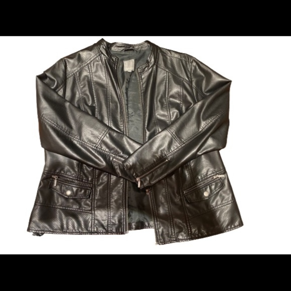 GUC Black pleather jacket, size 16 plus, great look with jeans or skirt & boots